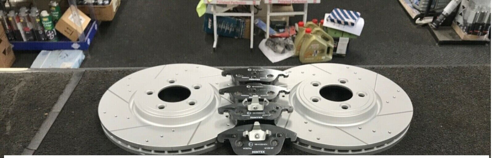 FOR F TYPE 3.0V6S XF XJ CROSS DRILLED GROOVED BRAKE DISC MINTEX PAD  355mm