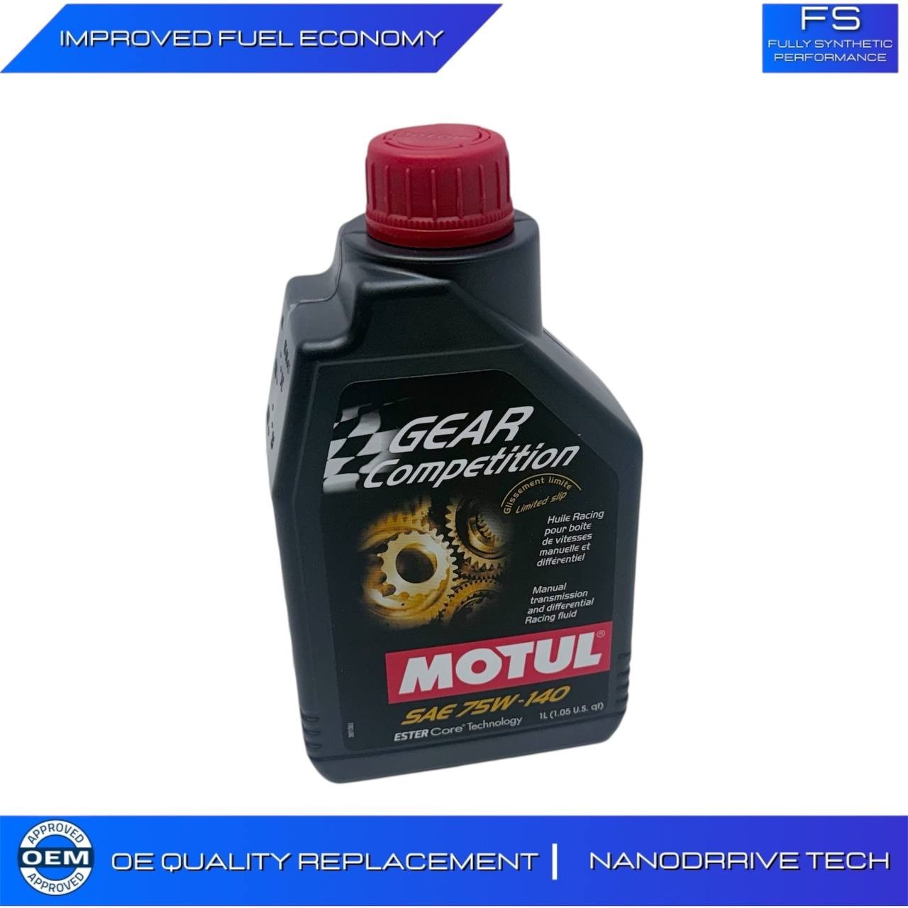 MOTUL GEAR COMPETITION SAE 75W140 1L MANUAL TRANSMISSION &amp; DIFF RACING FLUID OIL
