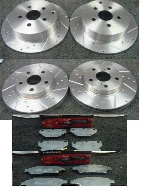 FORTOYOTA CELICA 1.8 VVTI 140BHP 1999-2002 DRILLED GROOVED BRAKE DISC BRAKE PADS