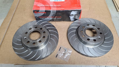 FOR AUDI A3 SEAT SKODA VW GOLF JETTA FRONT GROOVED BRAKE DISCS BREMBO 280MM