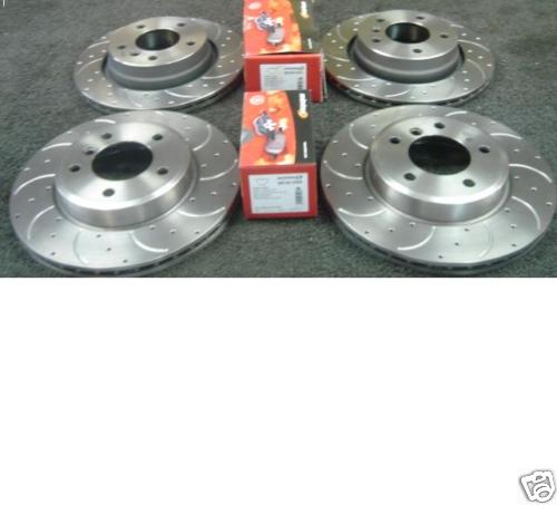 FOR NISSAN 200SX S14 DRILLED GROOVED BRAKE DISC MINTEX PADS