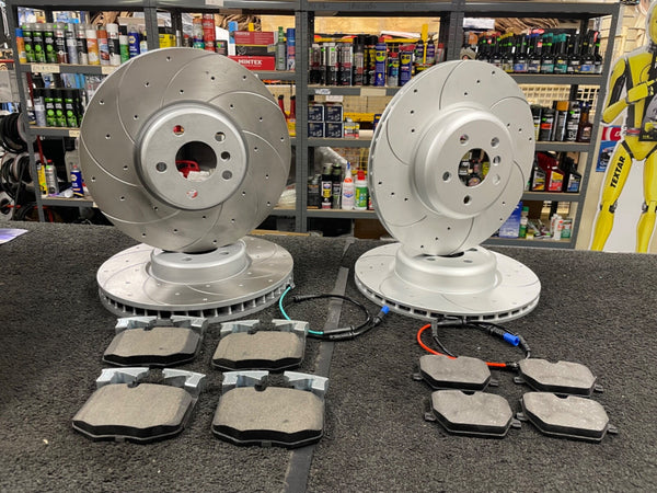 3 SERIES 320I SPORT MK7 FRONT REAR VENTED DRILLED GROOVED BRAKE DISCS AND PADS
