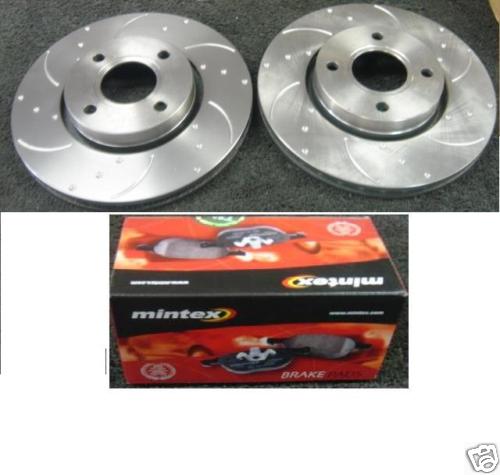 for FORD MONDEO ST200 ST24 DIMPLED GROOVED BRAKE DISC MINTEX PAD REAR