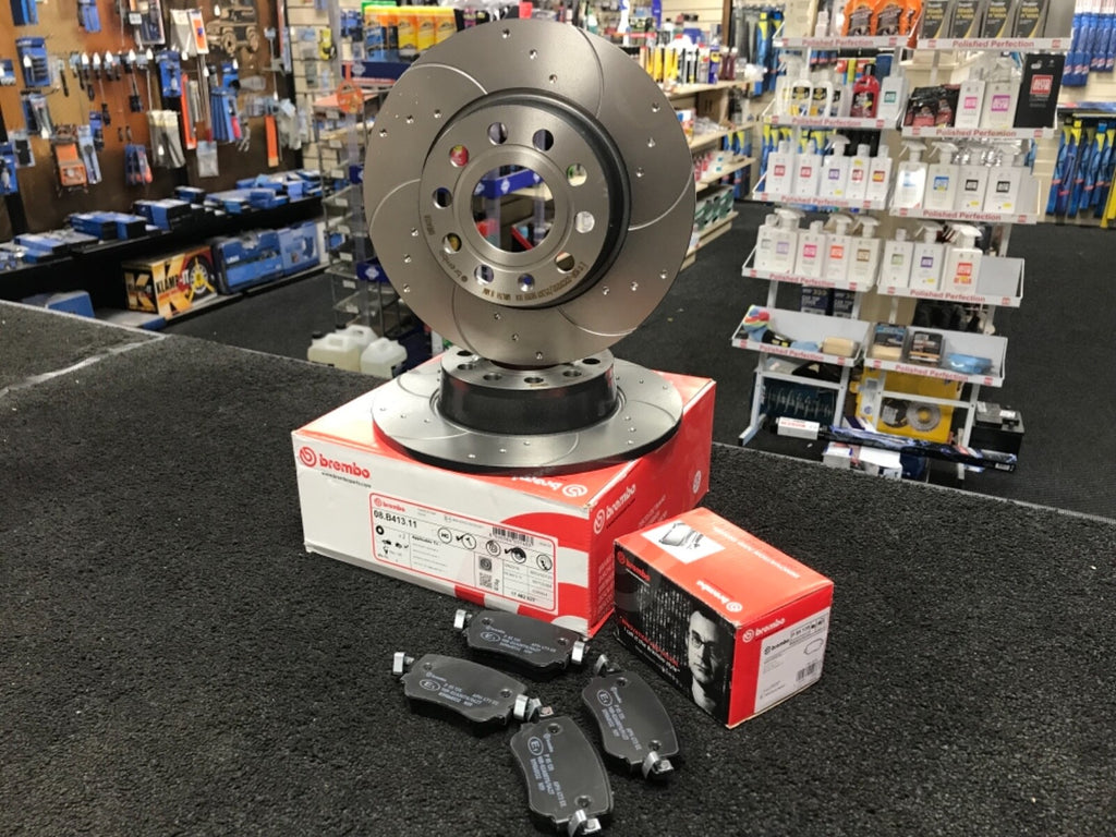 GOLF R TSI DSG  BRAKE DISC PADS BREMBO DRILLED GROOVED FRONT REAR 310MM +340MM