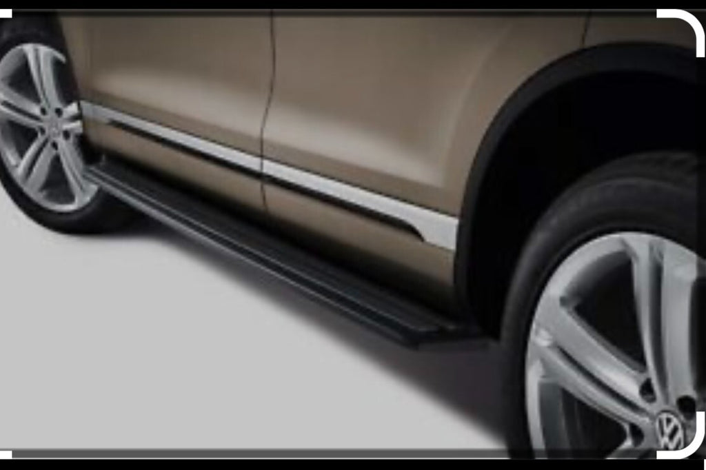 GENUINE VOLKSWAGEN TOUAREG MK2 V6 V8 7P 2011-17 RUNNING BOARD SIDE STEPS BLACK