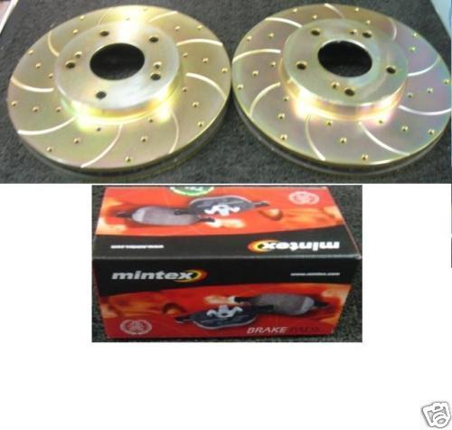 FOR NISSAN 200SX S14 DRILLED GROOVED FRONT BRAKE DISCS  MINTEX PADS