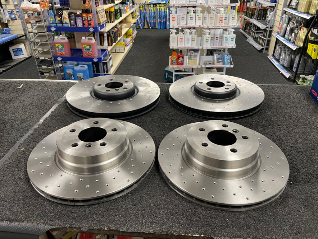 X5 M50D MK3 E71 (F15) BRAKE DISCS CROSS DRILLED  FRONT AND REAR 385MM +345MM