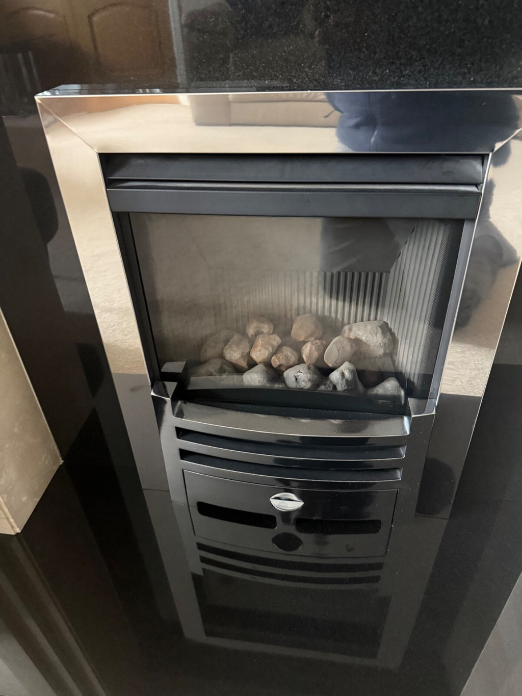 Marble fire place Fire And Mirror complete set with gas fire mint condition