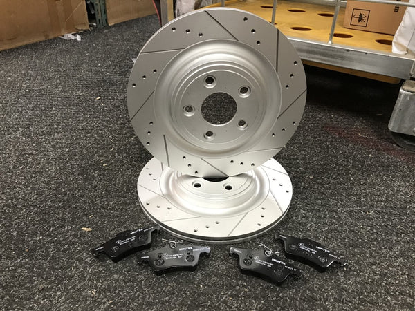 BRAKE DISC REAR CROSS DRILLED GROOVED FOR JAGUAR S TYPE 2.5 2.7D 3.0 326MM 