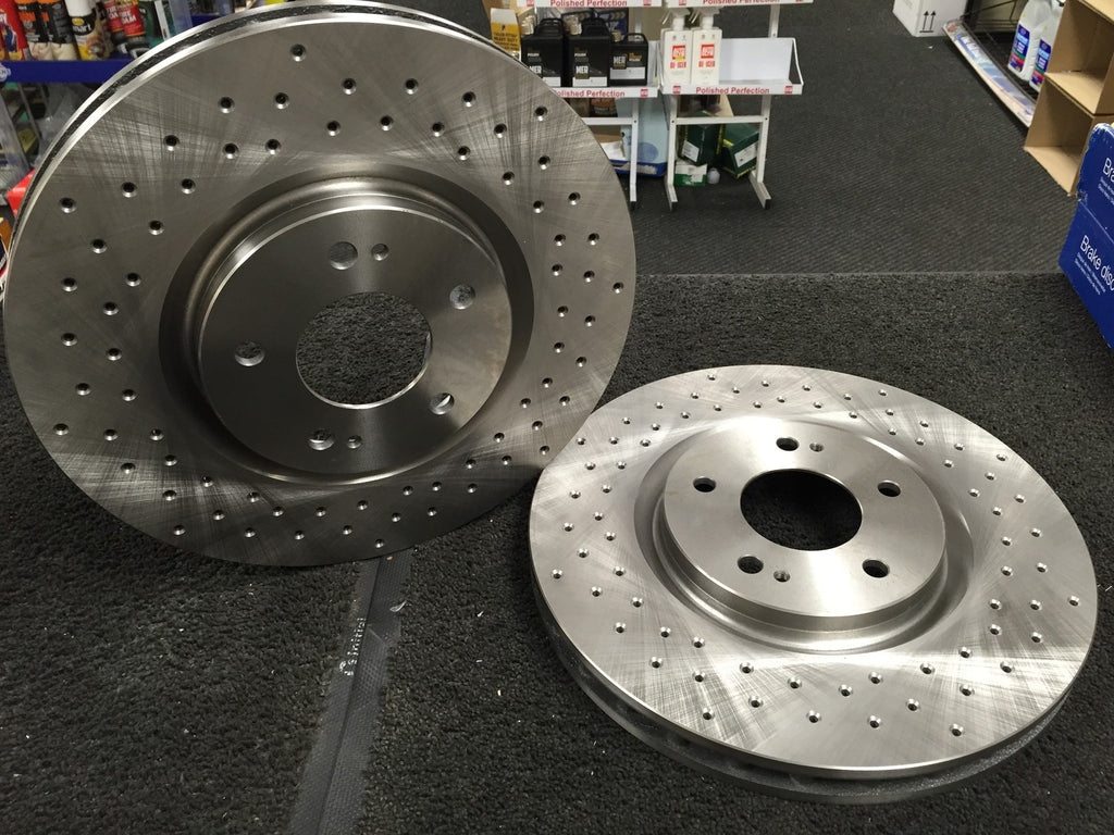 FRONT BRAKE DISC CROSS DRILLED +BRAKE PADS FIT FOR SUBARU IMPREZA WRX STI 100PC