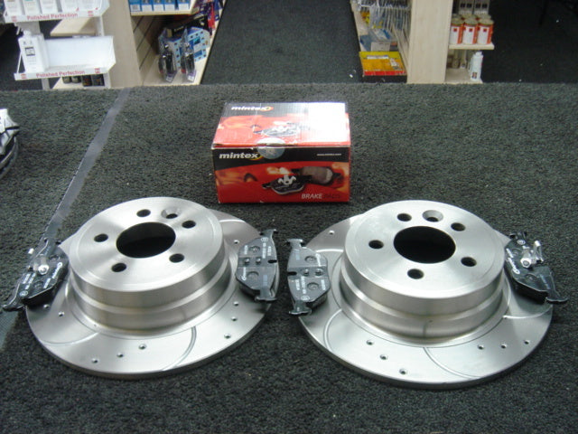 ROVER 75  BRAKE DISC DRILLED GROOVED MINTEX PADS REAR