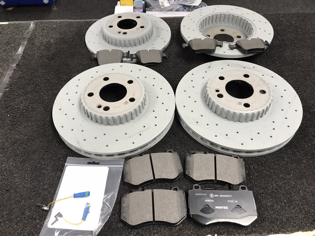 FOR MERCEDES C220d BlueTEC W205 BRAKE DISC CROSS DRILLED BRAKE PAD FRONT REAR