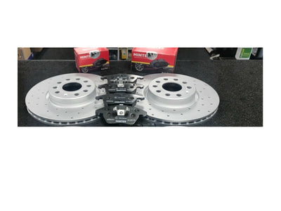 FOR AUDI A3 2.0TDI SPORTBACK QUATTRO CROSS DRILLED BRAKE DISC MINTEX  PAD FRONT