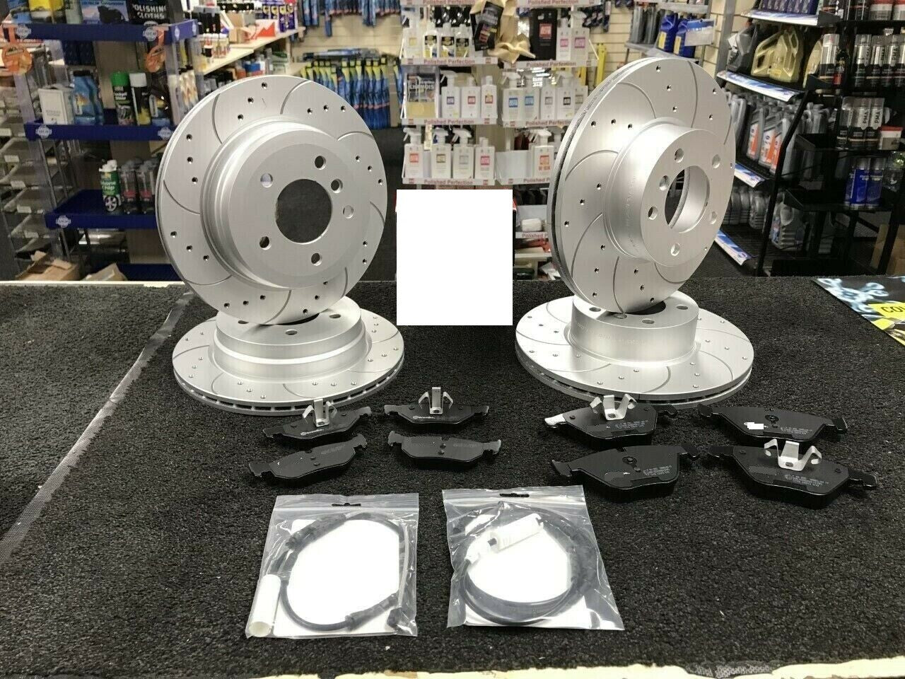FOR BMW 330mm+300mm  F36 F30 BRAKE DISCS DRILLED GROOVED PADS FRONT REAR