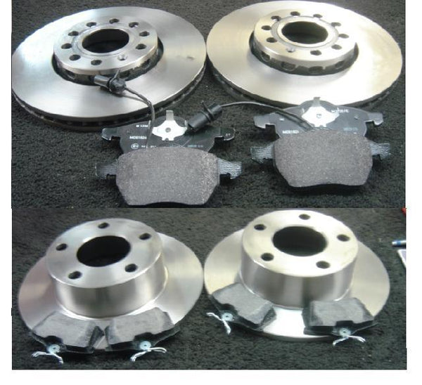 FOR AUDI 100 A4 A6 VW PASSAT 00-05 FRONT & REAR BRAKE DISCS & PADS 5 STUD