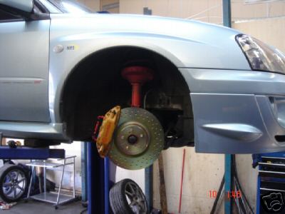 FOR SUBARU IMPREZA STI 2002 BRAKE DISC DRILLED PAD  REAR