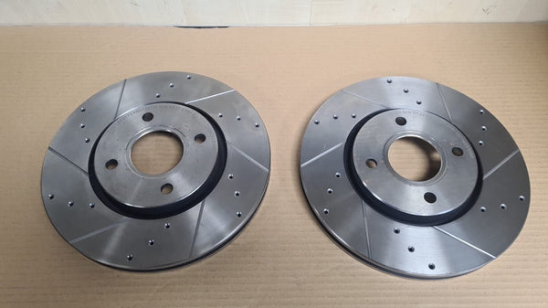 FOR FORD SIERRA ESCORT RS COSWORTH REAR BRAKE DISCS DRILLED GROOVED