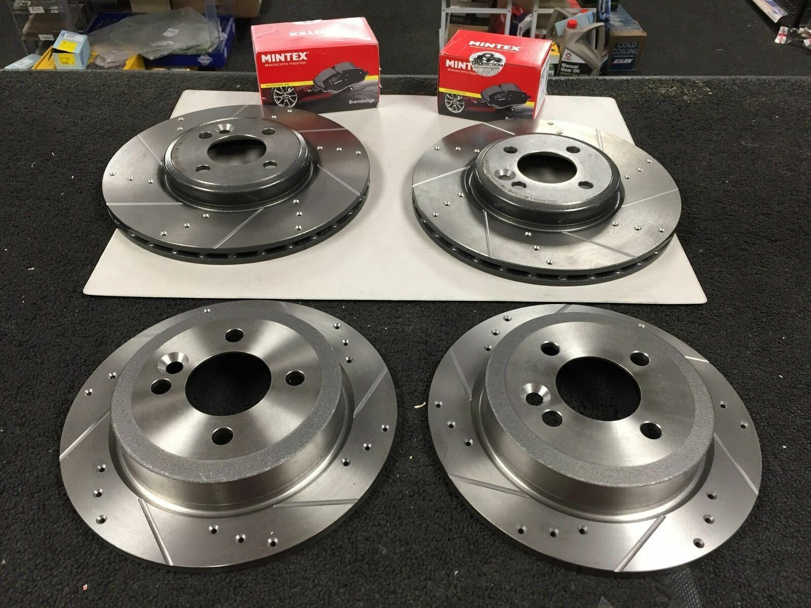 FOR MINI HATCH JOHN COOPER WORKS (MK2 R56 FRONT REAR BRAKE DISCS PADS DRILLED