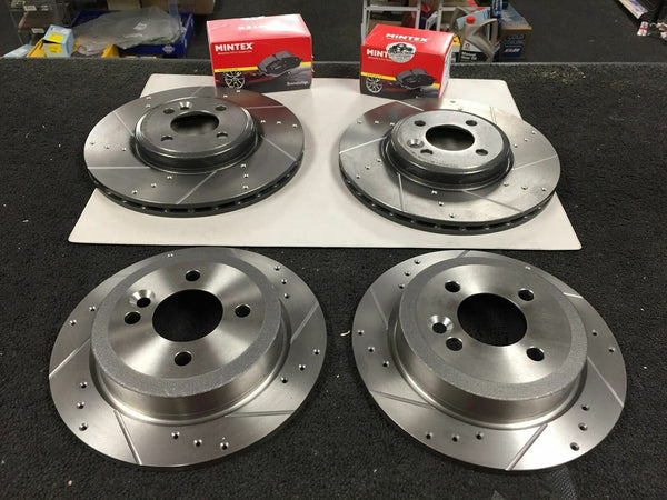 FOR MINI HATCH JOHN COOPER WORKS (MK2 R56 FRONT REAR BRAKE DISCS PADS DRILLED