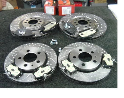 AUDI A3 S3 TFSI QUATTRO 2006-12 BRAKE DISC DIMPLED GROOVED MINTEX PAD FRONT REAR