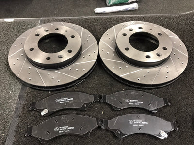 FORD RANGER RAPTOR ECOBLUE FRONT PERFORMANCE DRILLED GROOVED BRAKE DISCS PAD
