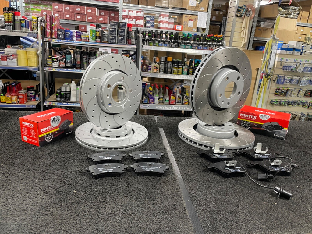 FOR A8 TDI QUATTRO (MK2 (4E) (D3))  FRONT BRACK DISCS DRILLED GROOVED WITH PADS