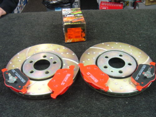 GOLF VR6 DIMPLED GROOVED BRAKE DISCS RED STUFF PAD FRONT