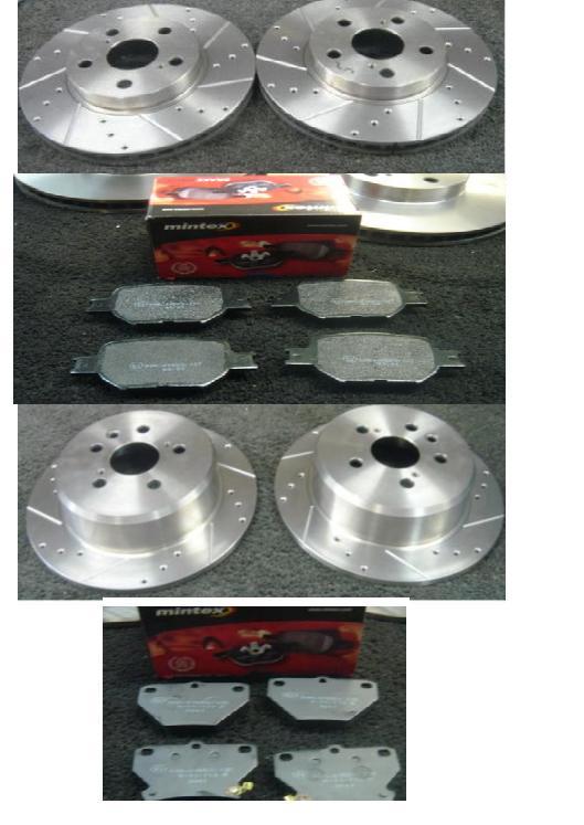 FOR CELICA 1.8 VVTI 140BHP 2002-2006 DRILLED GROOVED BRAKE DISC MINTEX PADS