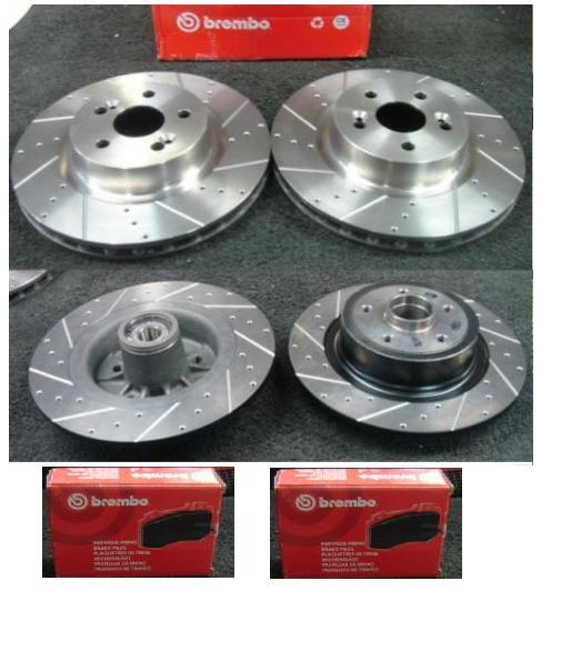 RENAULT MEGANE 225 TURBO SPORT BRAKE DISC DRILLED GROOVED BRAKE PADS FRONT REAR