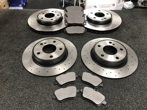 BRAKE DISCS DRILLED PADS FRONT REAR FOR GLA-CLASS GLA 200 D AMG LINE (MK1 (X156)