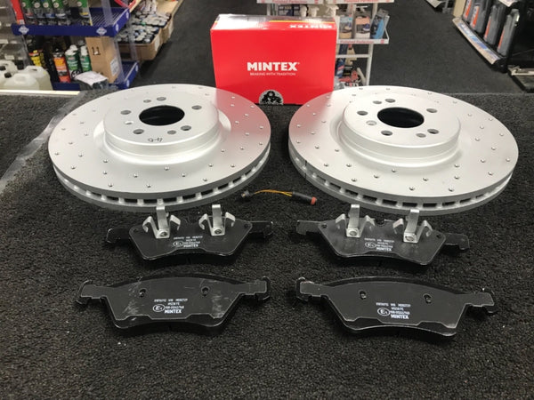 FOR MERCEDES ML350 W166 BRAKE DISCS 330MM CROSS DRILLED MINTEX BRAKE PADS REAR 