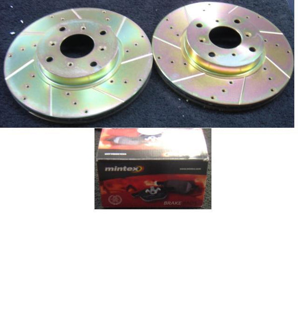 FOR HONDA CIVIC 1.8VTI MB6 DRILLED GROOVED BRAKE DISCS MINTEX PADS