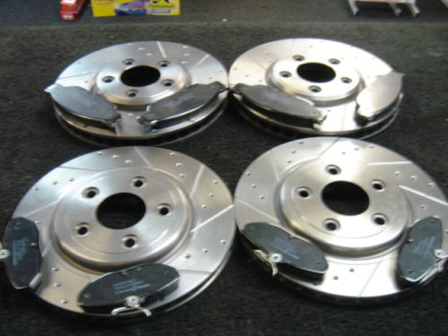 FOR JAGUAR S TYPE 2.5 2.7 3.0 CROSS DRILLED GROOVED BRAKE DISC BRAKE PAD 300/288