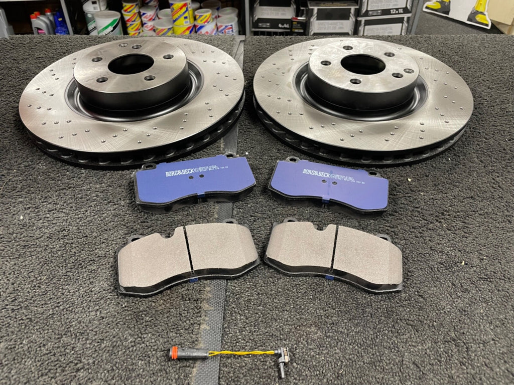 MERCEDES S-CLASS S350 V221 FRONT REAR BRAKE DISCS DRILLED PAD + WIRE SENSORS