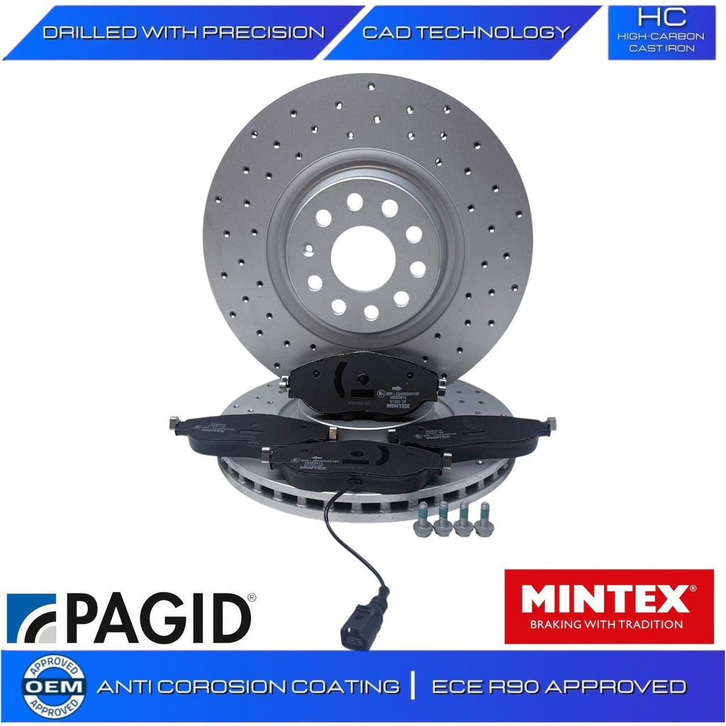 VW PASSAT TIGUAN BiTDI SCR BMT 4MOTION CROSS DRILLED BRAKE DISC PADS 340M