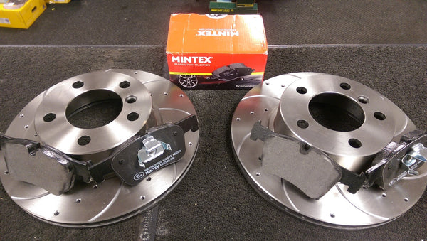 BMW F20 F30 F34 F36 118i 316i 318d 418d DRILLED GROOVED FRONT DISCS MINTEX PADS