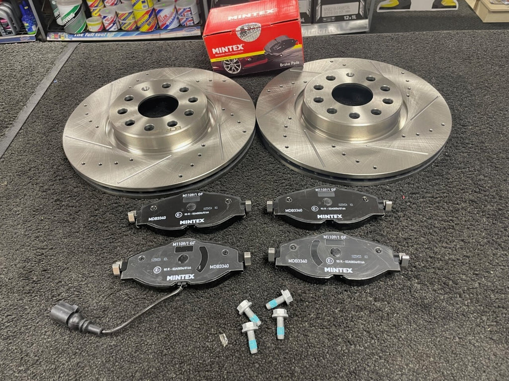 SEAT LEON 2.0TSi 190 5F 2018-2020 CROSS DRILLED GROOVED FRONT BRAKE DISC 312MM