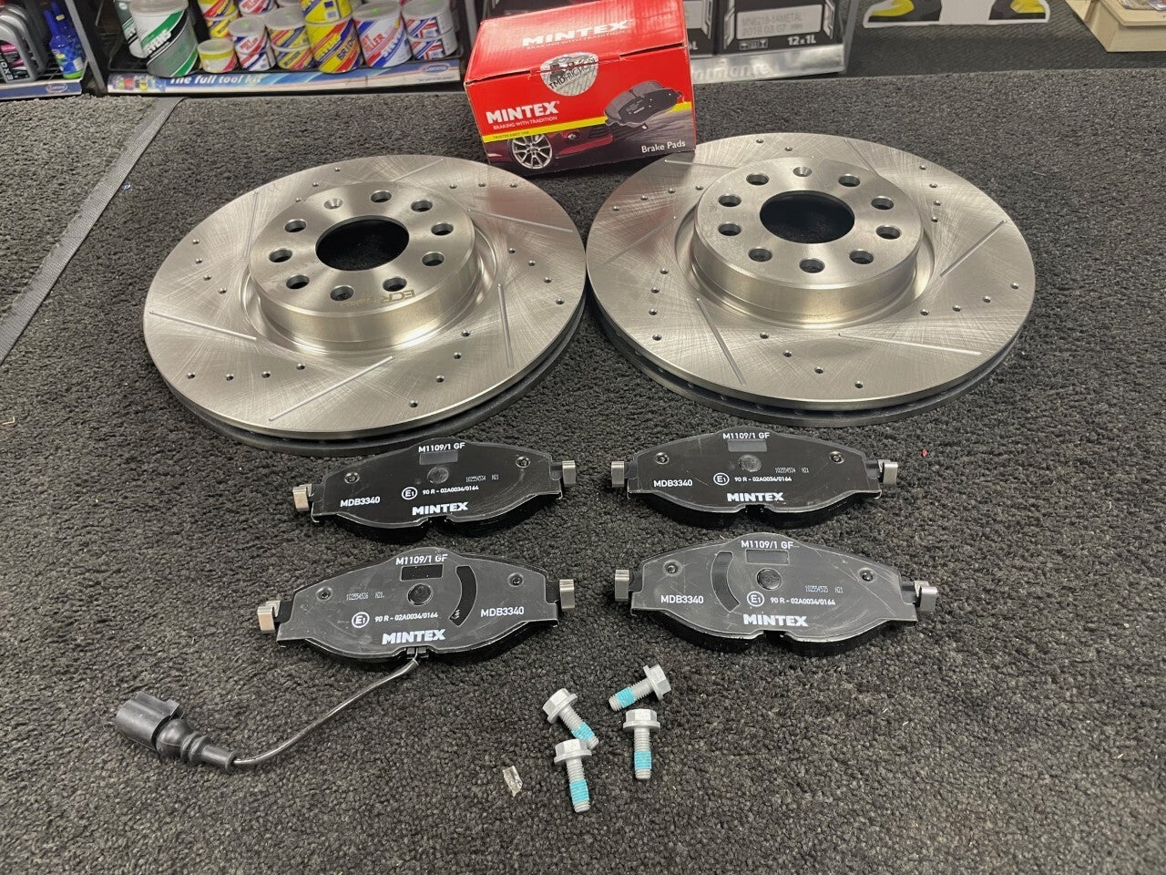 SEAT LEON 2.0TSi 190 5F 2018-2020 CROSS DRILLED GROOVED FRONT BRAKE DISC 312MM
