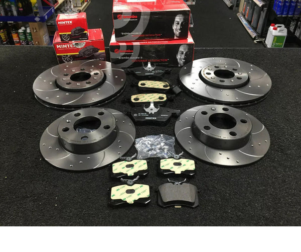 FOR GIULIA STELVIO FRONT REAR BREMBO DRILLED GROOVED BRAKE DISCS & MINTEX PADS