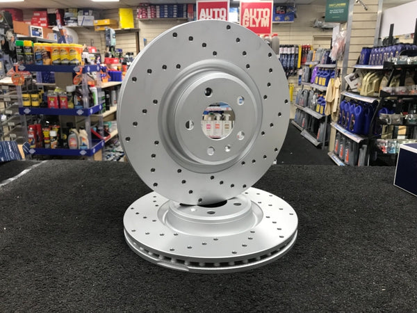 345MM SPORT DRILLED FRONT BRAKE DISCS TO FIT AUDI A4 A5 A6 A7 S5 S6 S7 Macan