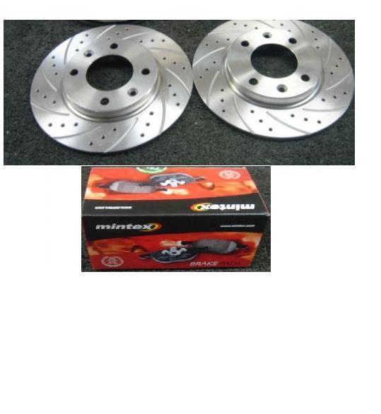 FOR FIAT 500 0.9 TWINAIR 312 FRONT DRILLED GROOVED BRAKE DISC MINTEX PADS
