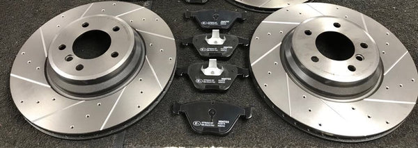 BMW 335i 335d E92 BRAKE DISC FRONT BREMBO CROSS DRILLED GROOVED MINTEX PADS