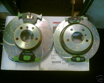 BMW 540 4.4 E39 BRAKE DISCS GROOVED&GREEN STUFF PADS EB