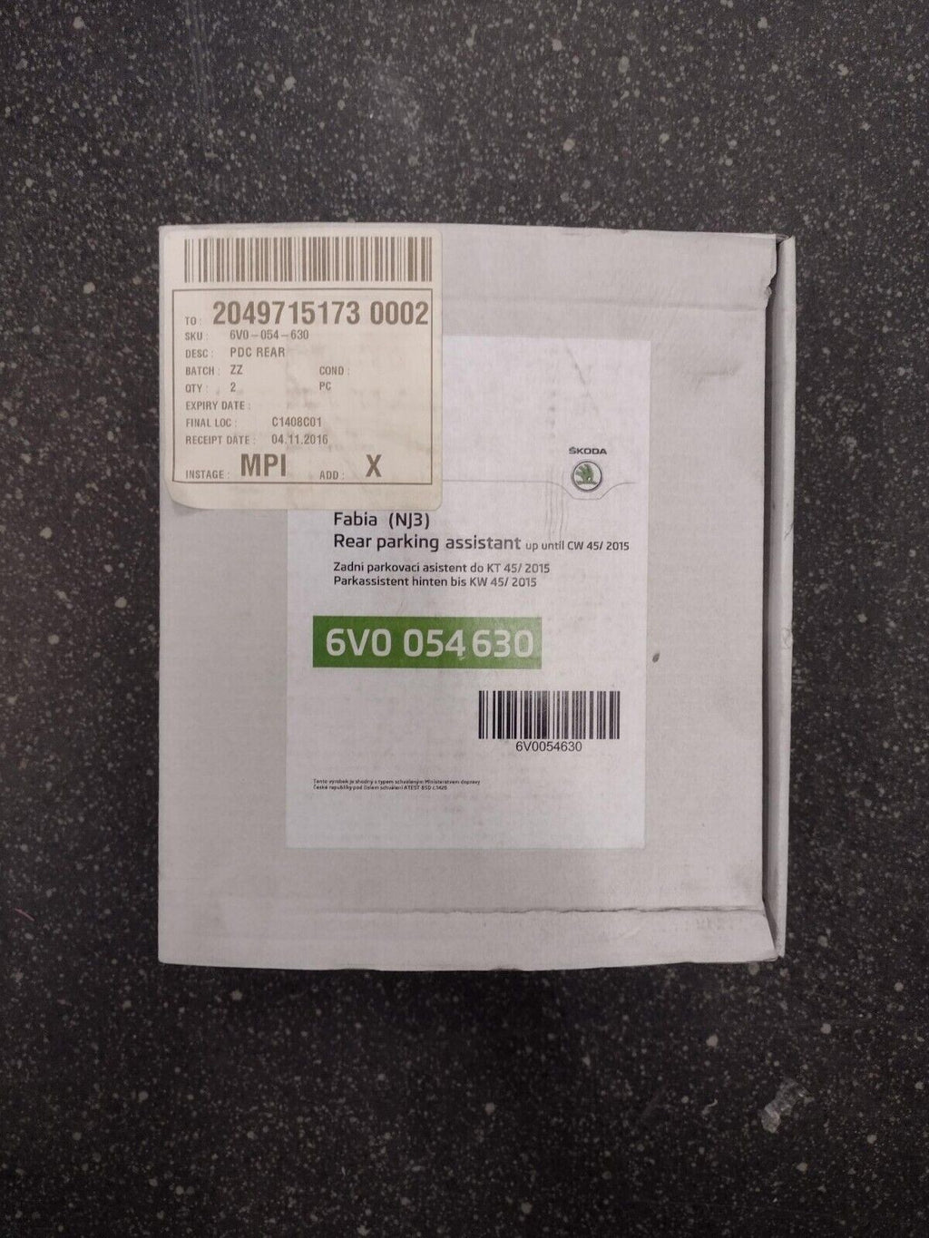 SKODA FABIA 2015 -2022 REAR PARKING SENSOR KIT 6V0054630 *GENUINE*
