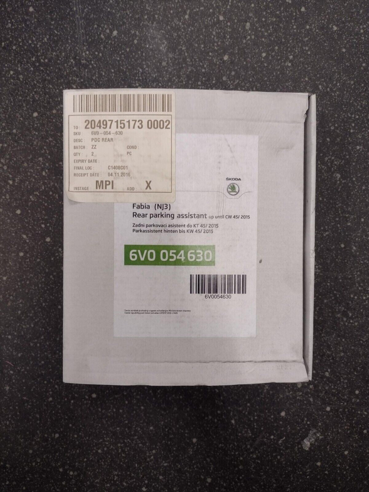 SKODA FABIA 2015 -2022 REAR PARKING SENSOR KIT 6V0054630 *GENUINE*