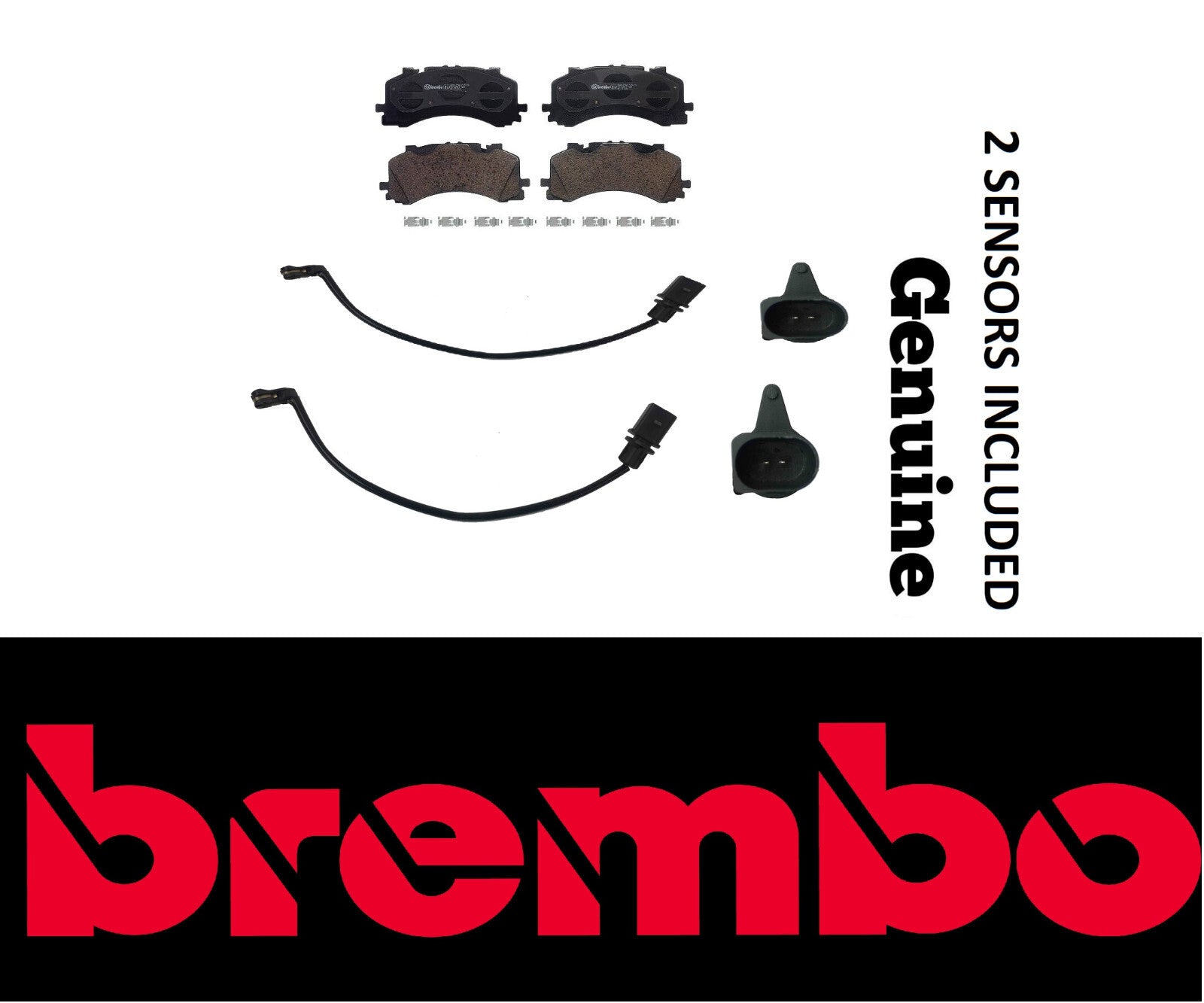 FOR AUDI SQ7 4.0 TDI 2016  PREMIUM BREMBO FRONT BRAKE PADS SET & TWO SENSORS