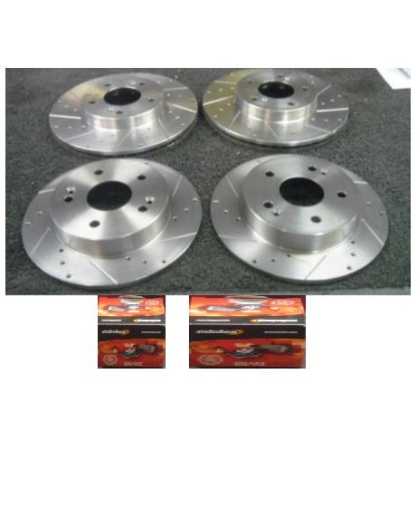 FOR HONDA INTERGA DC2 DRILLED GROOVE BRAKE DISCS MINTEX BRAKE PADS FRONT REAR