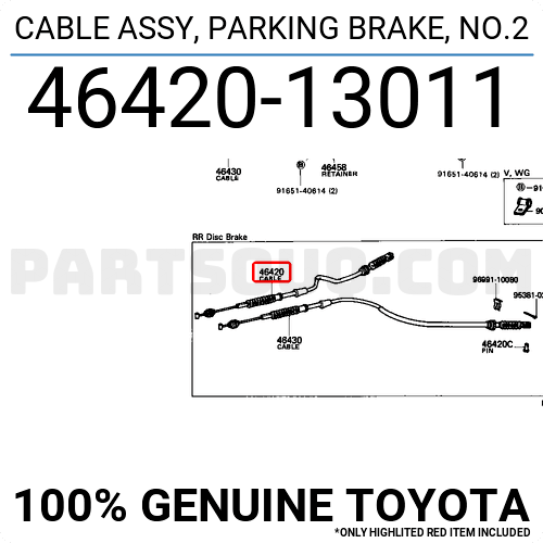 REAR OS RH HANDBRAKE CABLE FITS COROLLA KE70 1.3 1.8 4642013011 46420-13011