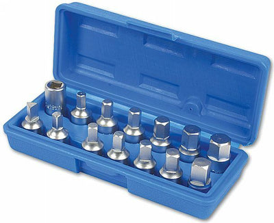 1 X LASER TOOL DRAIN PLUG KEY SET 3/8" DRIVE 14 PCS 