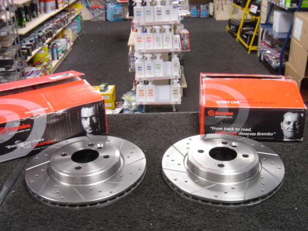BMW MINI  JOHN COOPER WORKS R56 BRAKE DISC CROSS DRILLED GROOVED 